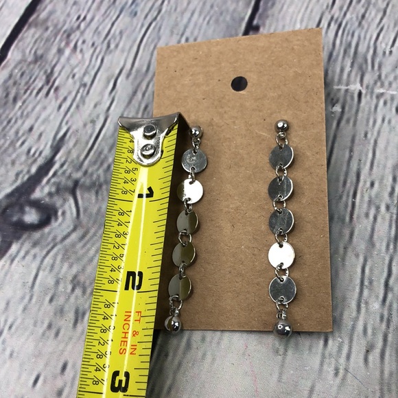 5/$25 Boho silver tone dainty circles linear dangl - Picture 10 of 10